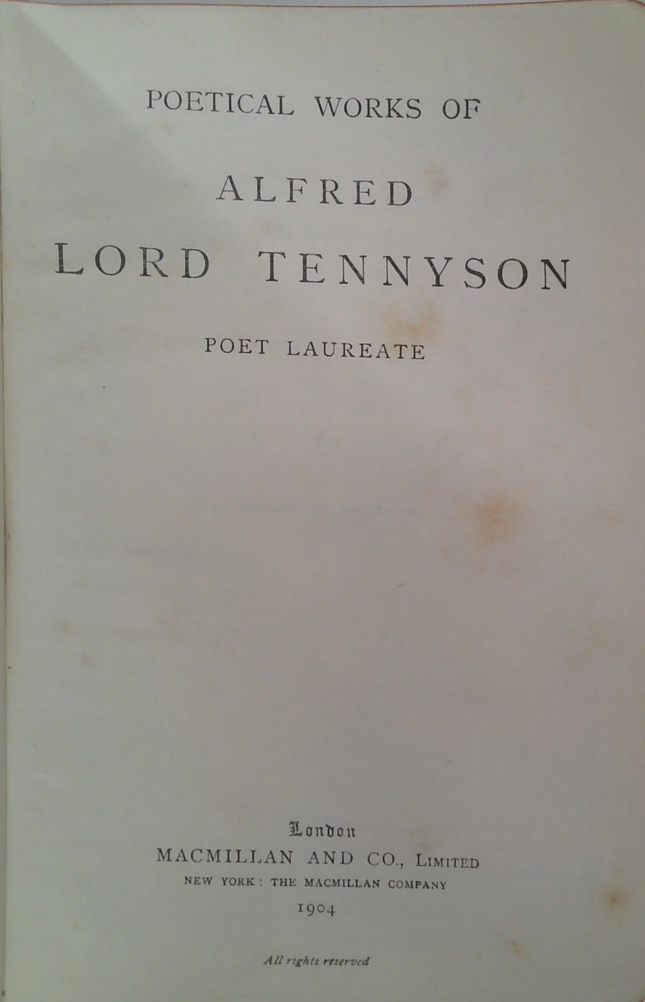 Poetical Works Of Alfred Lord Tennyson - Image 2